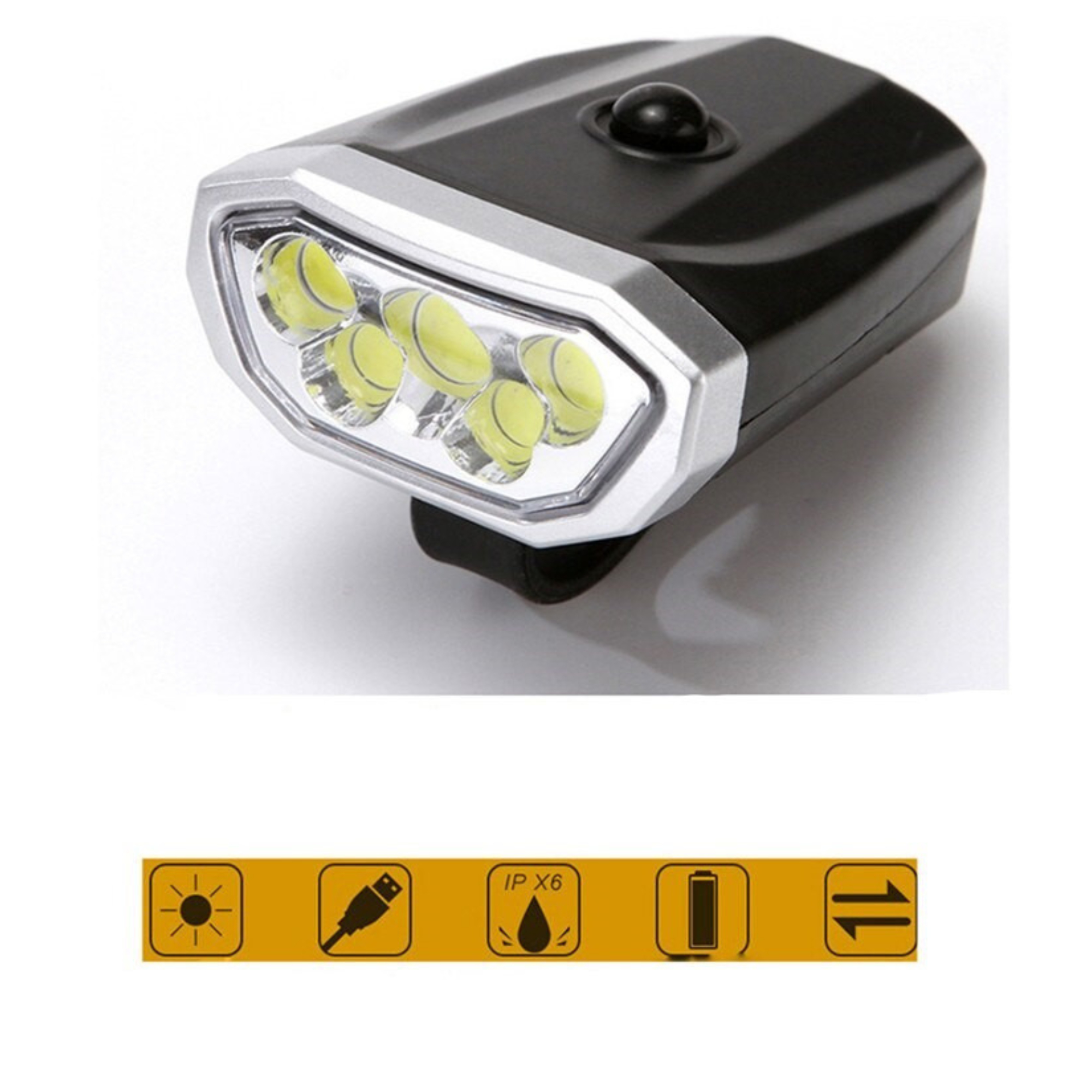 Аксессуар * Велосипедный фонарь YZ 1335, 5 диодов, USB зарядка, аккумуляторный, 800LM
