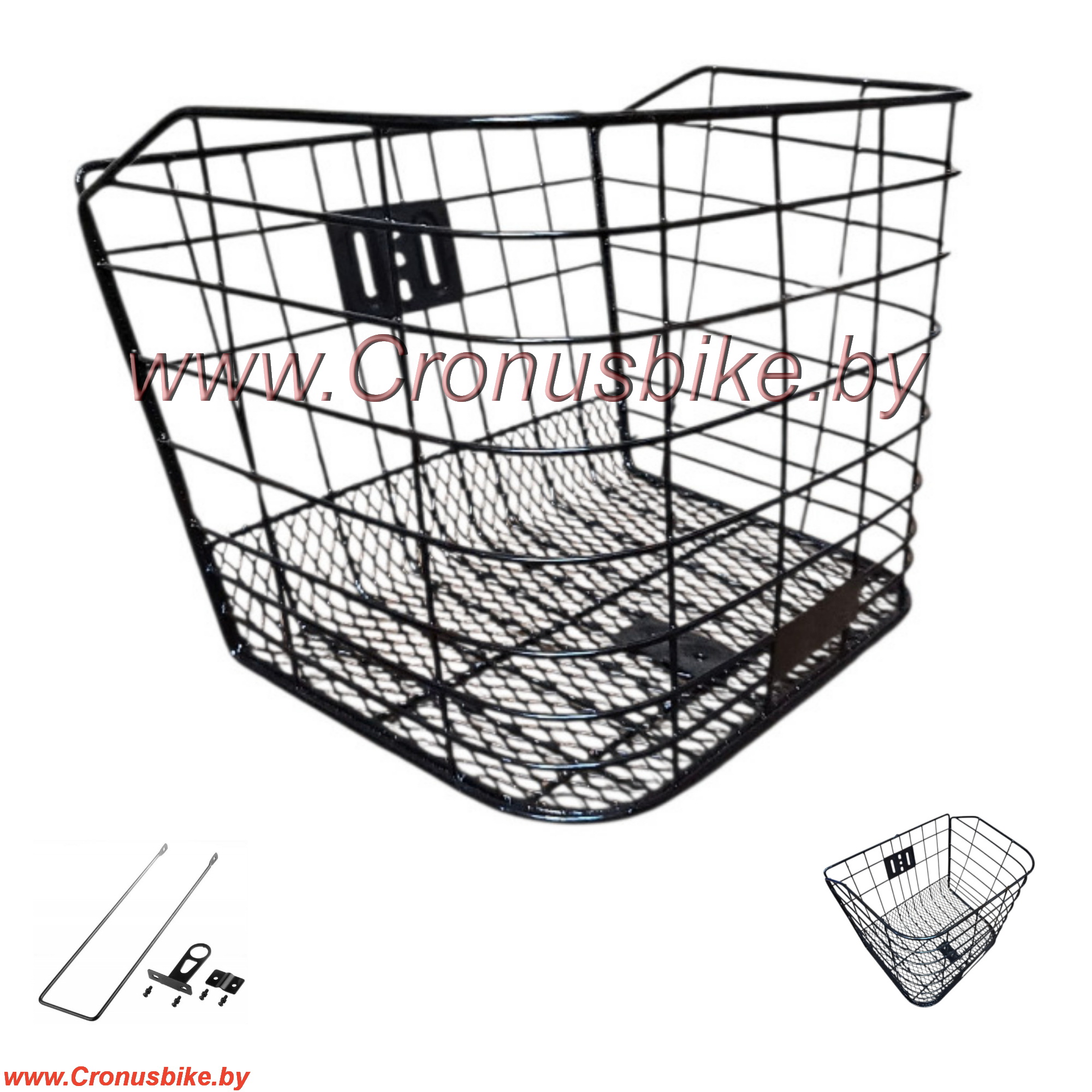 Аксессуар * Велокорзина передняя (усиленная) JL-747 (33х25х27) металлическая, стационарная, черная