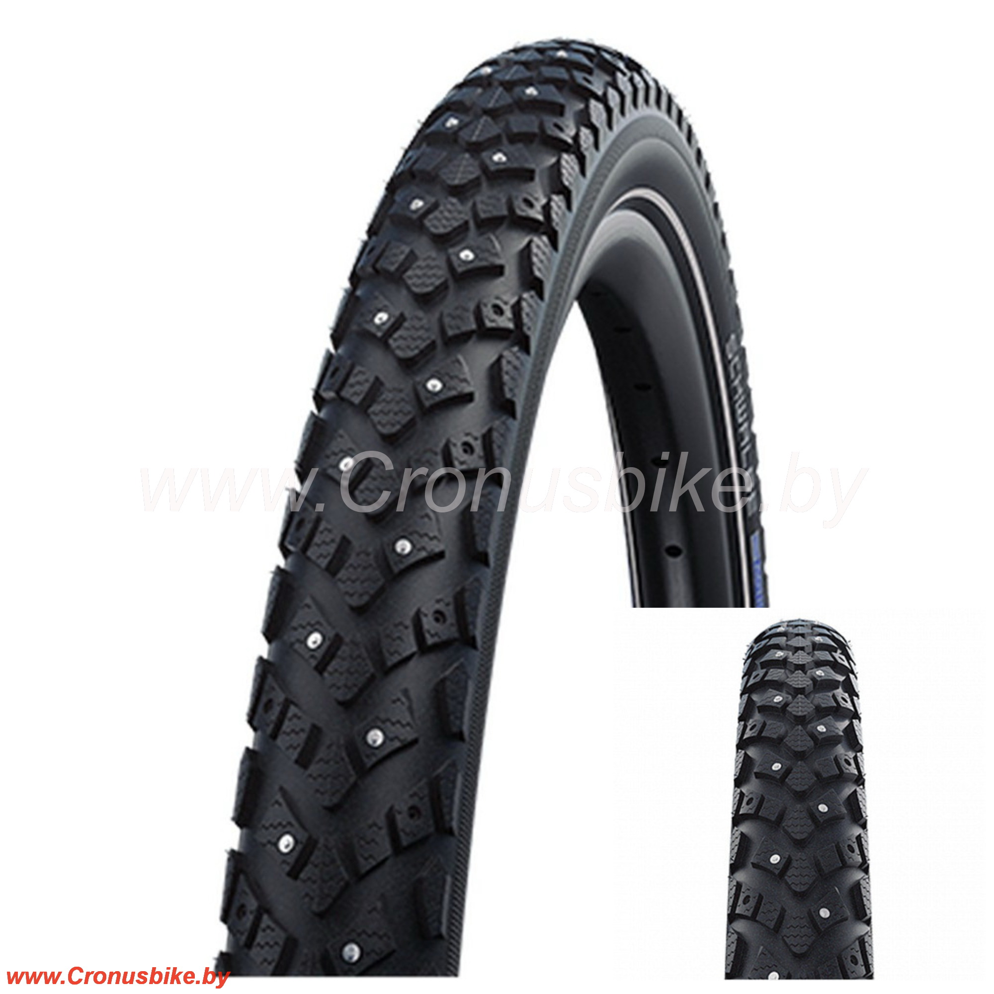 Запчасть Schwalbe Велопокрышка шипованная 26x1.75 Schwalbe WINTER K-Guard, светоотр., 50TPI ЗИМА_