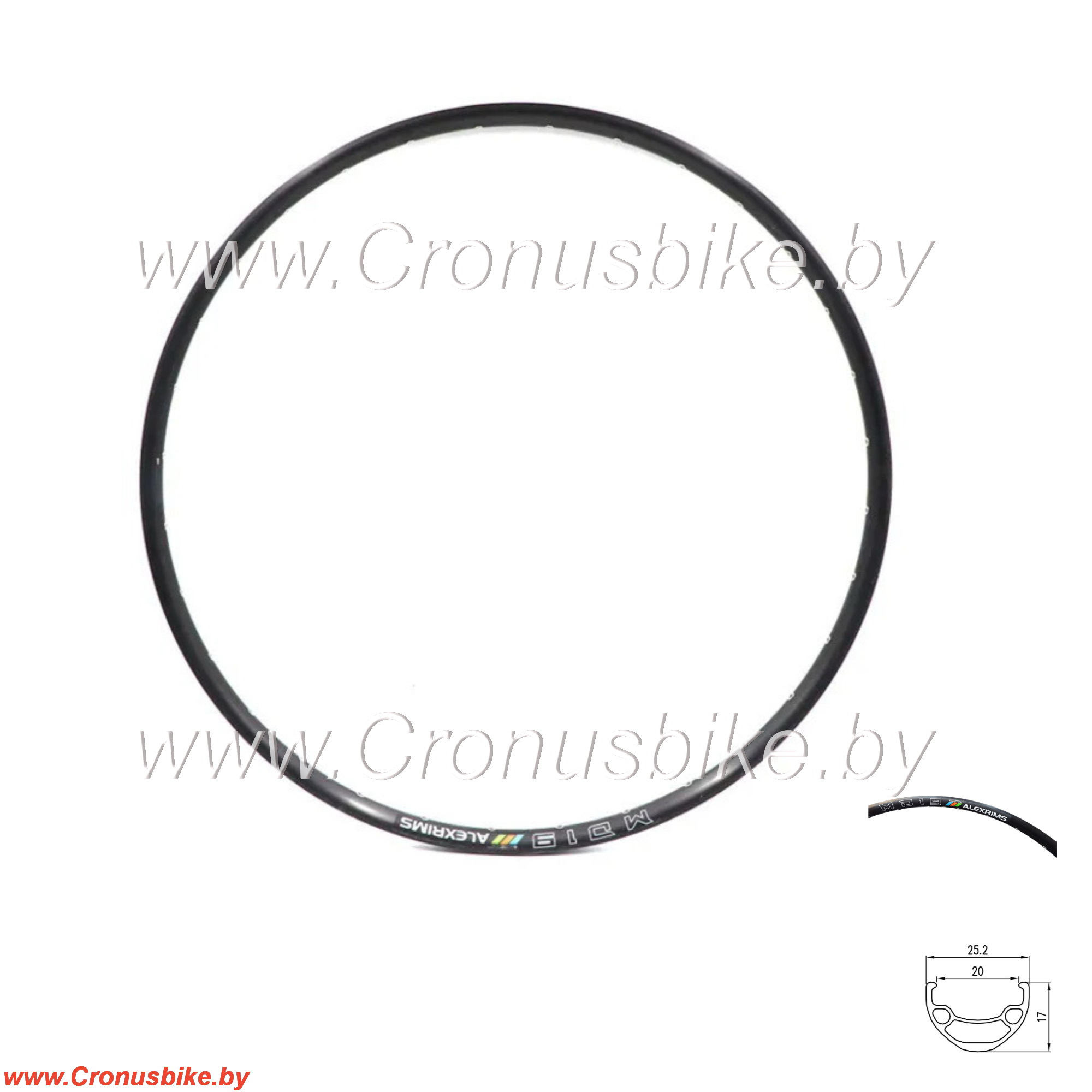 Запчасть ALEXRIMS Обод ALEXRIMS, 28/29, MD19, алюминиевый, двойной, 36H, пистонированный, анодированный, черный